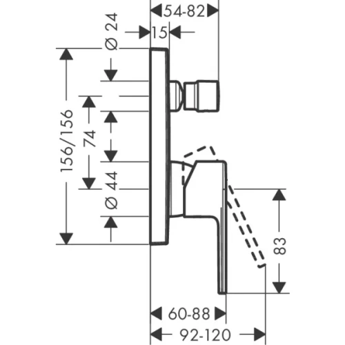Купить купить смеситель для ванны скрытого монтажа, vernis shape hansgrohe, 71469000 цвет: хром