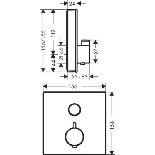 Купить купить термостатический смеситель для душа скрытого монтажа на 1 потребителя, showerselect glass hansgrohe, 15737400 цвет: хром