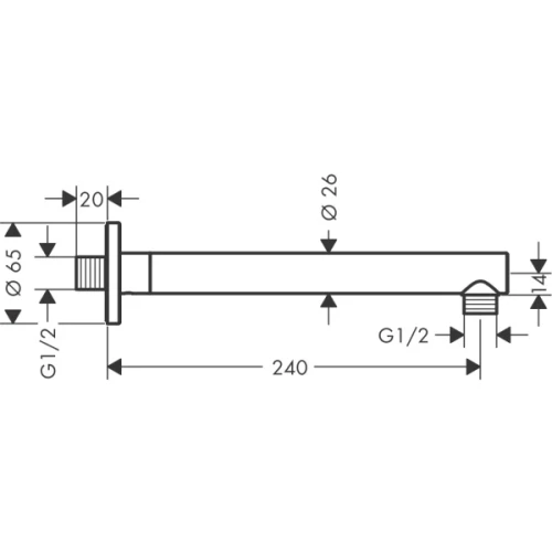 Купить купить душевой кронштейн настенный 240 мм, vernis blend hansgrohe, 27809000 цвет: хром