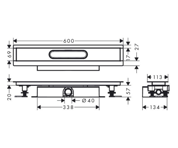 Купить купить монтажная часть для душа для установки на уровне пола с внешней частью 60, ubox hansgrohe арт. 56016180