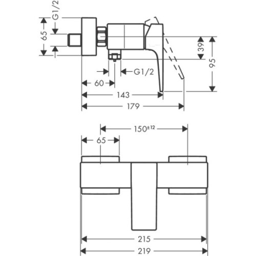 Купить купить смеситель для душа, metropol hansgrohe, 32560340 цвет: черный
