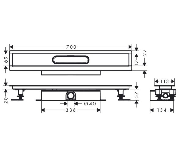 Купить купить монтажная часть для душа для установки на уровне пола с внешней частью 70, ubox hansgrohe арт. 56017180
