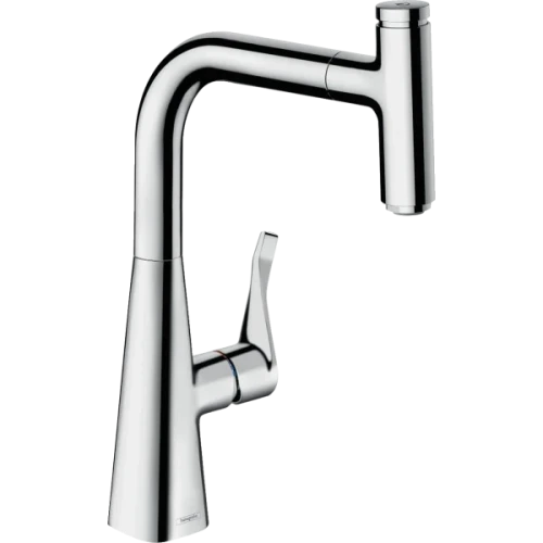 Купить купить смеситель для кухни, с вытяжным изливом, metris select m71 hansgrohe, 73802000 цвет: хром
