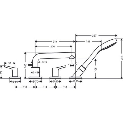 Купить купить смеситель для ванны на 4 отверстия, talis s hansgrohe, 72418000 цвет: хром