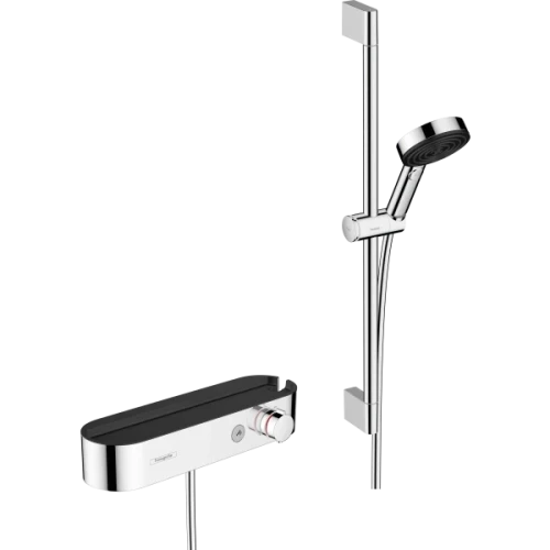 Купить купить смеситель для душа с термостатом с душевым гарнитуром и полочкой, pulsify select s hansgrohe, 24260000 цвет: хром