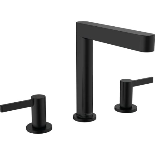 Купить купить смеситель для раковины на 3 отверстиясо сливным клапаном push-open, finoris hansgrohe, 76034670 цвет: черный