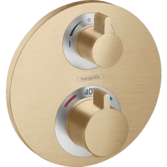 Термостатический смеситель для душа скрытого монтажа на 2 потребителя, Ecostat S Hansgrohe, 15758140 цвет: бронза