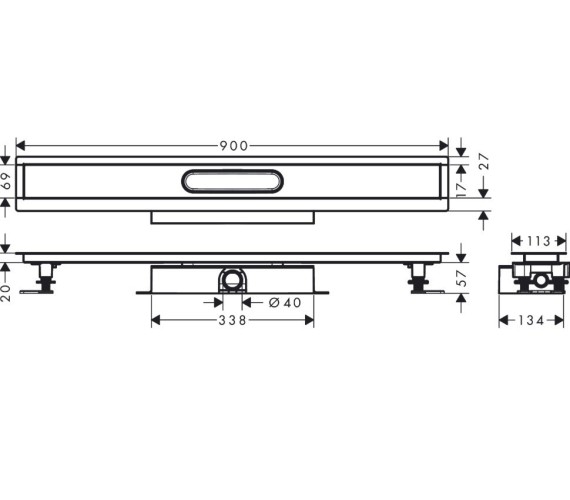 Купить купить монтажная часть для душа для установки на уровне пола с внешней частью 90см, ubox hansgrohe арт. 56019180