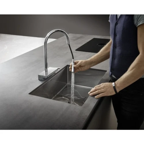 Купить купить смеситель для кухни, с вытяжным душем, aquno select m81 hansgrohe, 73837800 цвет: нержавеющая сталь