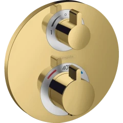 Термостатический смеситель для душа скрытого монтажа на 2 потребителя, Ecostat S Hansgrohe, 15758990 цвет: золото