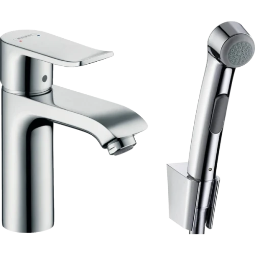 Купить купить смеситель для раковины со сливным гарнитуром и гигиеническим душем, metris hansgrohe, 31285000 цвет: хром