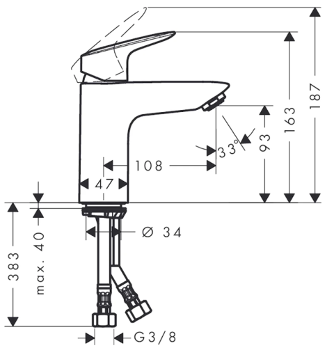 Купить купить смеситель для раковины с донным клапаном, цвет хром арт. 71107000, logis hansgrohe, 71107000 цвет: хром