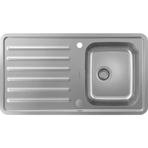 Купить купить раковина для кухни, врезная с левым крылом, s41 hansgrohe, 43337800 цвет: нержавеющая сталь