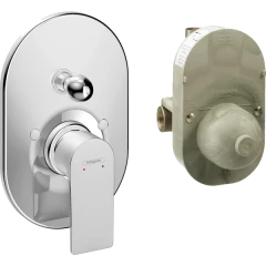 Смеситель для ванны скрытого монтажа, в комплекте с монтажной частью, Rebris E Hansgrohe, 72458000 цвет: хром