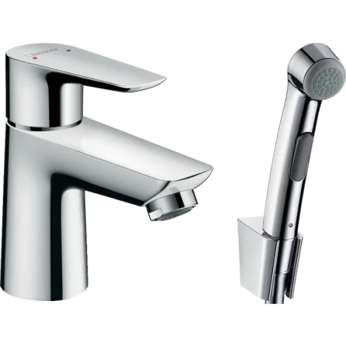 Купить купить смеситель для раковины со сливным гарнитуром и гигиеническим душем, talis e hansgrohe, 71729000 цвет: хром