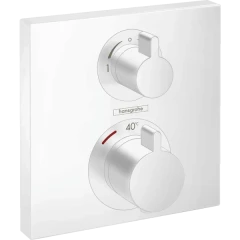 Термостатический смеситель для душа скрытого монтажа на 2 потребителя, Ecostat Square Hansgrohe, 15714700 цвет: белый
