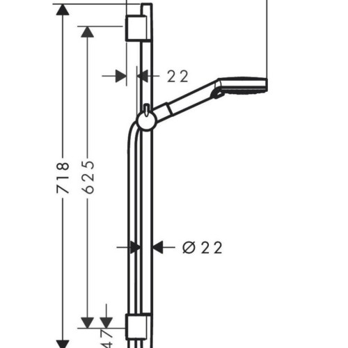 Купить купить душевой гарнитур vario cо штангой 65см, vernis blend hansgrohe, 26422670 цвет: черный