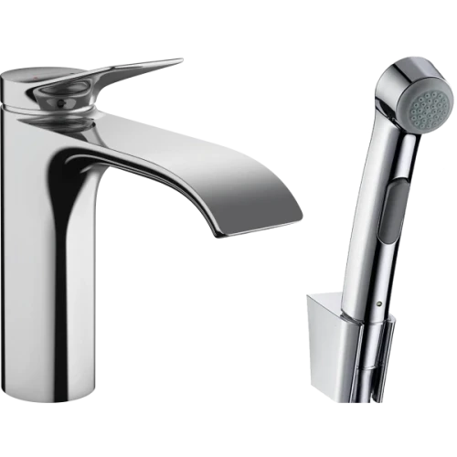 Купить купить смеситель для раковины со сливным гарнитуром и гигиеническим душем, vivenis hansgrohe, 75210000 цвет: хром