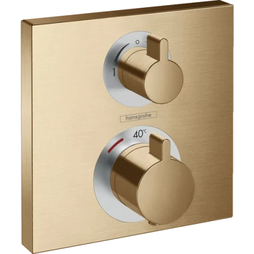 Купить купить термостатический смеситель для душа скрытого монтажа на 2 потребителя, ecostat square hansgrohe, 15714140 цвет: бронза