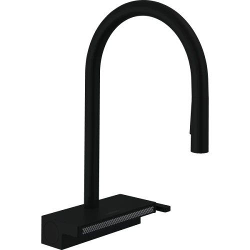 Купить купить смеситель для кухни, с вытяжным душем, aquno select m81 hansgrohe, 73831670 цвет: черный