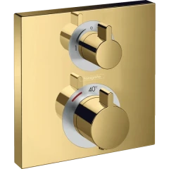 Термостатический смеситель для душа скрытого монтажа на 2 потребителя, Ecostat Square Hansgrohe, 15714990 цвет: золото