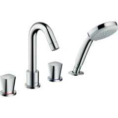 Смеситель для ванны на 4 отверстия, с душевым гарнитуром, Logis Hansgrohe, 71314000 цвет: хром