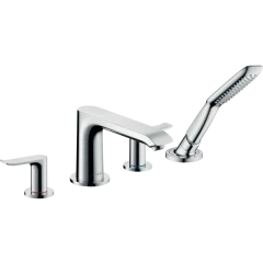 Смеситель для ванны на 4 отверстия, с душевым гарнитуром, Metris Hansgrohe, 31442000 цвет: хром