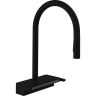 Купить купить смеситель для кухни, с вытяжным душем, aquno select m81 hansgrohe, 73837670 цвет: черный