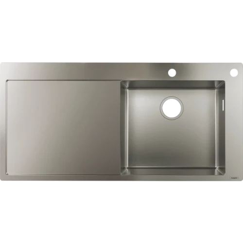 Купить купить раковина для кухни, врезная с левым крылом, s71 hansgrohe, 43307800 цвет: нержавеющая сталь