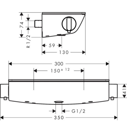 Купить купить смеситель для душа с термостатом, ecostat select hansgrohe, 13111400 цвет: белый