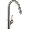 Купить купить смеситель для кухни, с вытяжным душем, focus m41 hansgrohe, 73880800 цвет: нержавеющая сталь