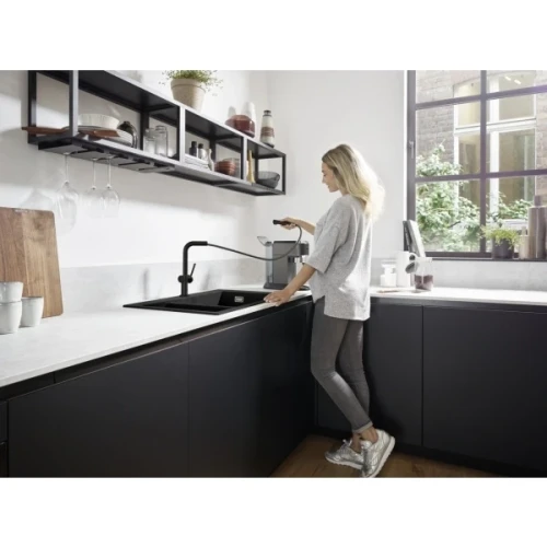 Купить купить смеситель для кухни, с вытяжным изливом, talis m54 hansgrohe, 72809670 цвет: черный