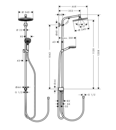 Купить купить душевая система reno с переключателем потоков, crometta s hansgrohe, 27270000 цвет: хром