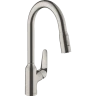 Купить купить смеситель для кухни, с вытяжным душем, focus m42 hansgrohe, 71800800 цвет: нержавеющая сталь