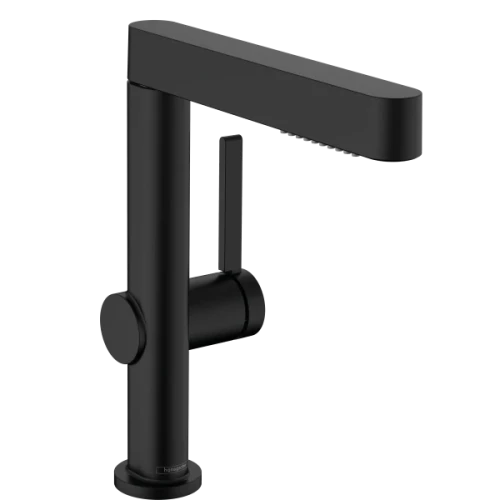 Купить купить смеситель для раковины с вытяжным душем 2jetсо сливным клапаном push-open, finoris hansgrohe, 76063670 цвет: черный