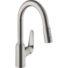 Купить купить смеситель для кухни, с вытяжным душем, focus m42 hansgrohe, 71801800 цвет: нержавеющая сталь