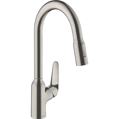 Купить купить смеситель для кухни, с вытяжным душем, focus m42 hansgrohe, 71820800 цвет: нержавеющая сталь