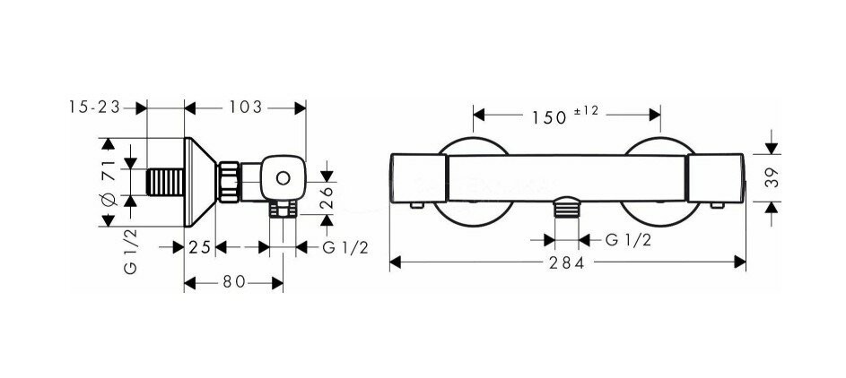 Купить купить смеситель для душа с термостатом, ecostat universal hansgrohe, 13122000 цвет: хром