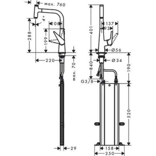 Купить купить смеситель для кухни, с вытяжным изливом, talis select m51 hansgrohe, 73853800 цвет: нержавеющая сталь