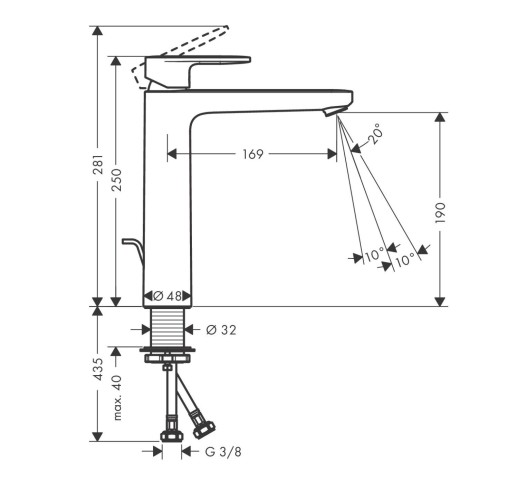 Купить купить смеситель для раковины с металлическим сливным гарнитуром, vernis blend hansgrohe, 71581000 цвет: хром