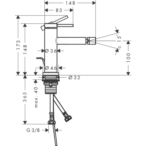 Купить купить смеситель для биде со сливным гарнитуром, tecturis s hansgrohe, 73201140 цвет: бронза