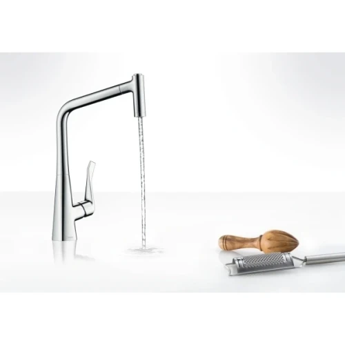 Купить купить смеситель для кухни, с вытяжным душем, metris m71 hansgrohe, 14820800 цвет: нержавеющая сталь