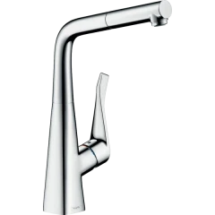 Смеситель для кухни, с вытяжным изливом, sBox, Eco, Metris M71 Hansgrohe, 73828000 цвет: хром