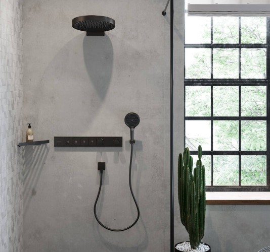 Купить купить верхний душ с настенным креплением скрытого монтажа, rainfinity hansgrohe, 26234670 цвет: черный