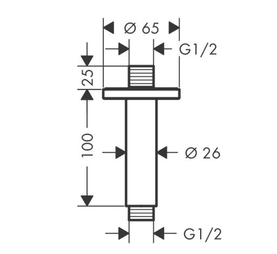 Купить купить душевой кронштейн потолочный 100 мм, vernis blend hansgrohe, 27804670 цвет: черный