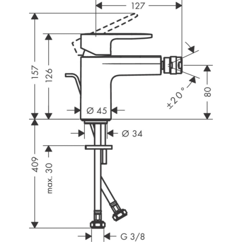 Купить купить смеситель для биде со сливным гарнитуром, vernis blend hansgrohe, 71210000 цвет: хром