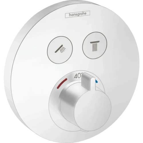 Купить купить термостатический смеситель для душа скрытого монтажа на 2 потребителя, showerselect s hansgrohe, 15743700 цвет: белый