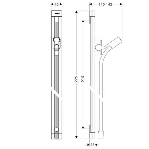 Купить купить душевая штанга 90см со шлангом, unica hansgrohe, 27636000 цвет: хром