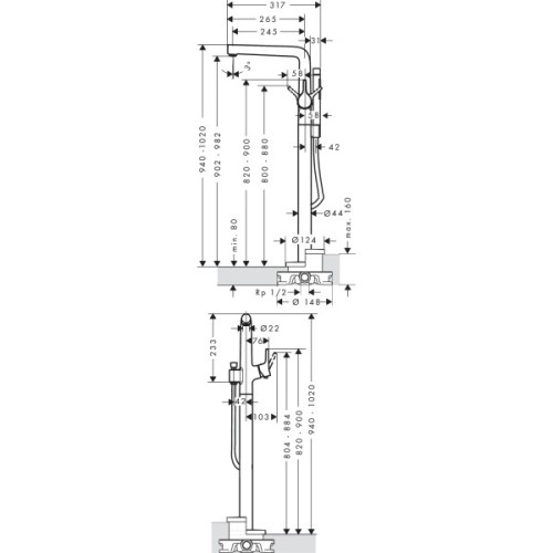 Купить купить смеситель для ванны напольного монтажа, talis s hansgrohe, 72412000 цвет: хром