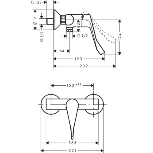 Купить купить смеситель для душа с удлиненной рукояткой, focus hansgrohe, 31916000 цвет: хром